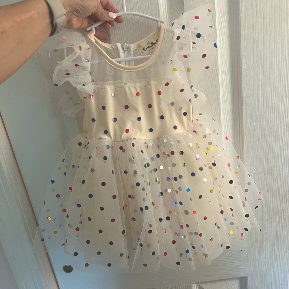 Cream Polka Dot Toddler Party Dress